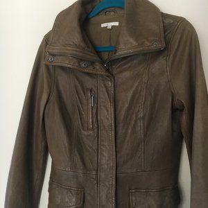 Vince Leather Jacket Brown Size Large